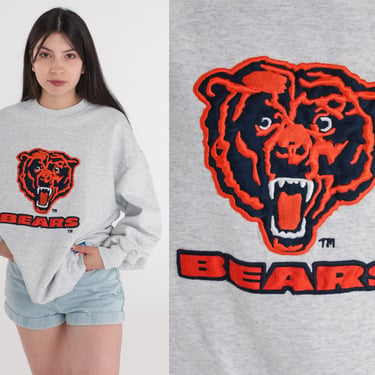 Chicago Bears Sweatshirt 90s Nutmeg Football Sweatshirt Graphic NFL Pullover Jumper Sportswear Heather Grey Sweater Mens Extra Large XL 
