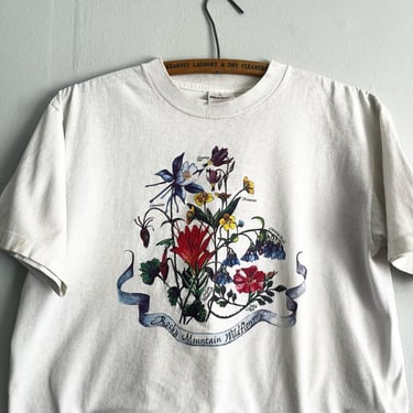 Vintage 90s Colorado Wildflowers Cropped T Shirt Single Stitched Size M 