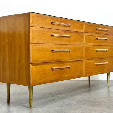 Edward Wormley for Dunbar Rare Dresser Cabinet on Brass Legs with Acrylic Pulls 