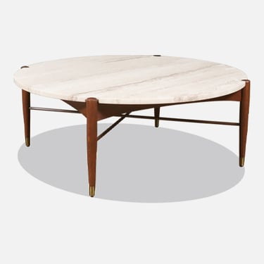 Folke Ohlsson Sculpted Coffee Table w\/ Roman Travertine Top for Dux 