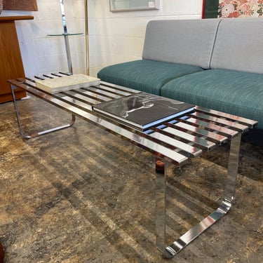 Chrome Slatted Bench /Table design by Milo Baughman