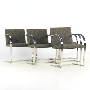 Knoll Mid Century Brno Flatbar Chrome Dining Chairs - Set of 6 - mcm 