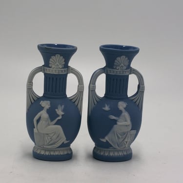 vintage Blue Jasperware miniature vases 
