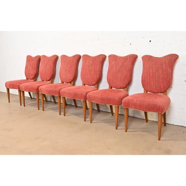 Gilbert Rohde Style Art Deco Tulip Form Dining Chairs, Set of Six