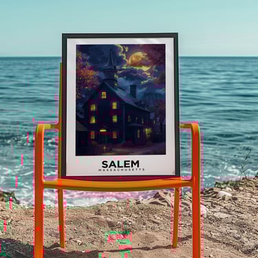 Salem Witch House Poster: Haunting Massachusetts Wall Art for Halloween Decor & East Coast Souvenir 