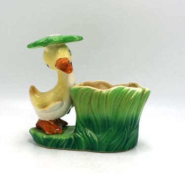 vintage Yellow Duckling Planter 