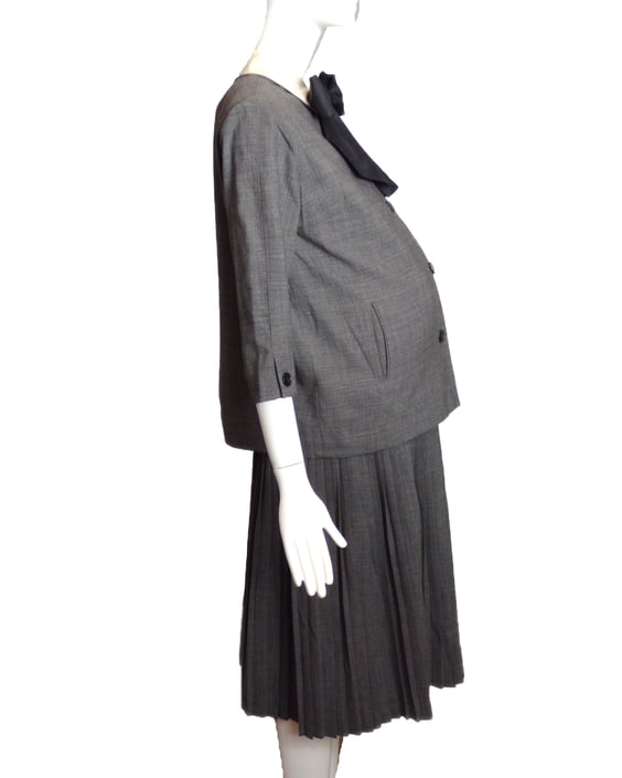 1950s Gray Wool Maternity Ensemble, Size-10