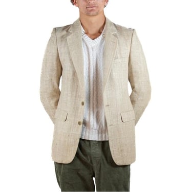 1980S Cream Raw Silk Men"S Blazer 