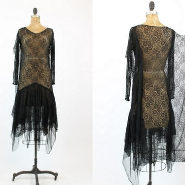 1920s lace spiderweb dress xs | antique handkerchief dress | new in 