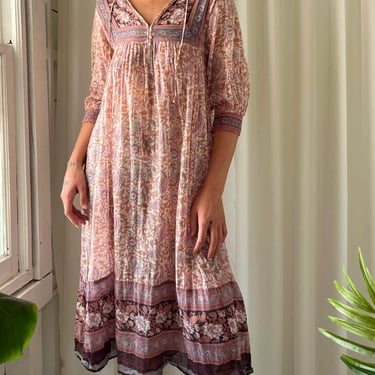 70s Ritu Kumar Indian Cotton Dress | XS-M