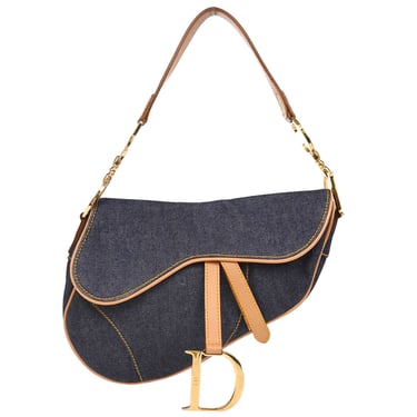 Christian Dior Navy Denim Saddle Handbag