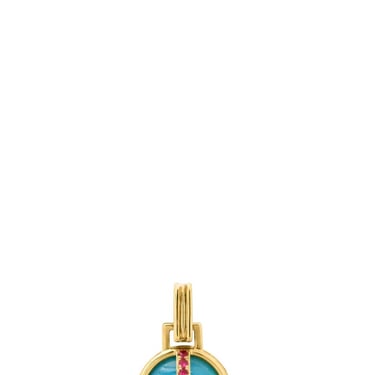 Mini Peace Pendant in Turquoise and Rubies(By Special Order)