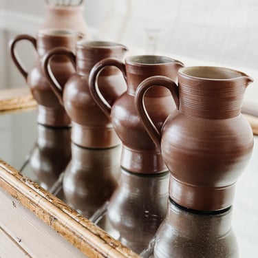 Vintage french salt glazed ceramic pitcher 