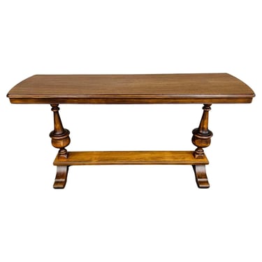 French Style Mahogany Refectory Console Table Having Turned Pedestals 