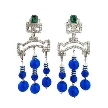 Rhinestone Glass Bead Drop Earrings