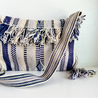 Vintage Handmade Western Rug Tapestry Fringe Shoulder Bag 