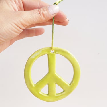 Ceramic Peace Sign Ornament | Holiday Decor 