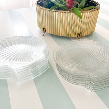 Set of Eight Glass Clam Shell Dinner Plates