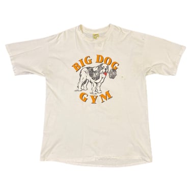 (3XL) Vintage White Big Dog Gym T-Shirt 022522 JF