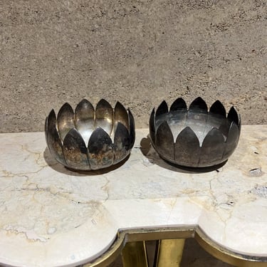 1960s Reed and Barton Silver Plate Lotus Flower Vase Bowls 