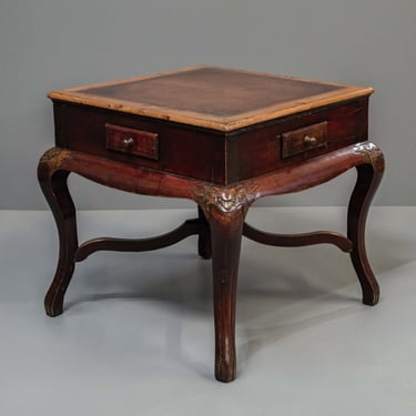 Vintage Asian Leather Top Game Table