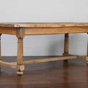 18th Century Country French Provincial Farmhouse Oak Trestle Dining Table 