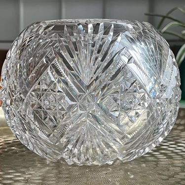 American Brilliant Period Cut Crystal Rose Bowl Glove VaseIncredible 