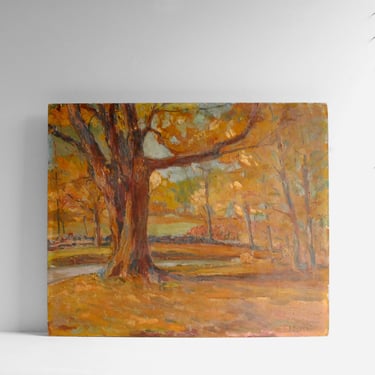 Vintage Original Fall Foliage Landscape Oil Painting 