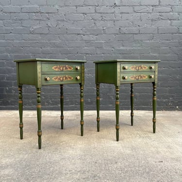 Pair of Antique Continental Style Painted Wood End Table / Night Stands, c.1960’s 