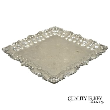 Chippendale by Wallace X 120 Silver Plate 16&quot; Square Shell Platter Tray on Feet