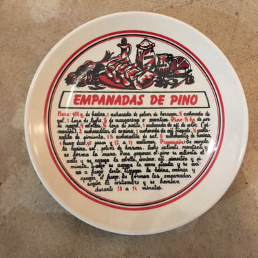 Retro 1980s Ceramica Espejo Empenadas De Pino Recipe Tapas Small Plate Dish 