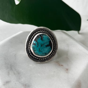 Chunky Blue Turquoise Silver Ring