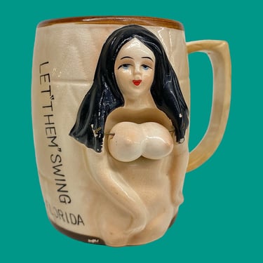 Vintage Novelty Coffee Mug Retro 1960s Mid Century Modern + Nude Woman + Let Them Swing + Florida + Ceramic + MATURE + Kitchen + Japanese 