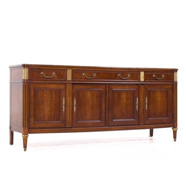 Baker Furniture French Louis XVI Directoire Style Walnut and Brass Sideboard 