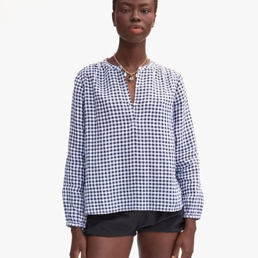St. Martin Top - Navy/White Linen Gingham