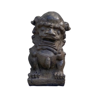 Chinese Distressed Brown Rough Marks Fengshui Foo Dog Lion Figure cs7364E 