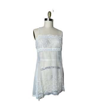 Vintage Victoria’s Secret White Sheer Mesh Net Bridal Lace Chemise Nightgown Large 