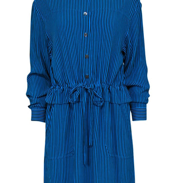 Equipment - Cerulean Blue & Black Striped "Lizza" Shirtdress Sz 6