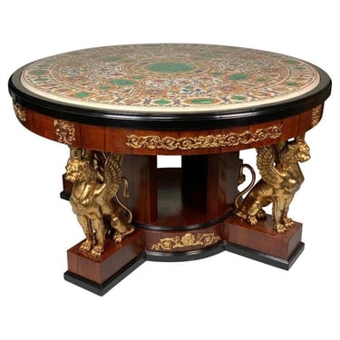 Early 20th Century Italian Pietra Dura Empire Table