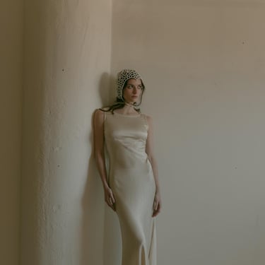 Rare 1930s textured silk satin gown 