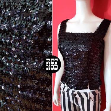 Chic Vintage 50s 60s Black Sequin Tank Top 