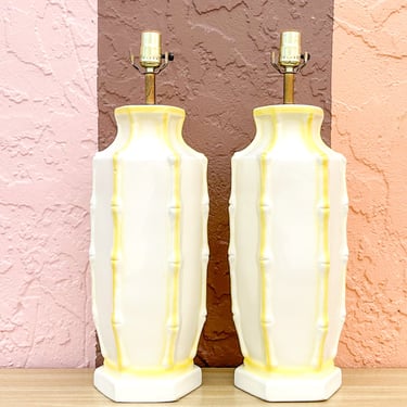 Pair of Palm Beach Faux Bamboo Lamps