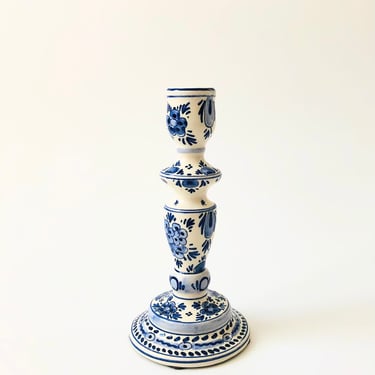 Delft Blue and White Ceramic Candle Holder 