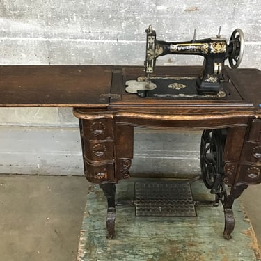 Antique White Rotary Sewing Table (Seattle)