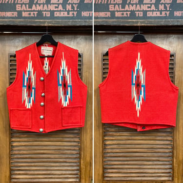 Vintage 1950’s Original Chimayo Santa Fe Southwest Vest Jacket, Great Button Engraved Detail, 50’s Vintage Clothing 
