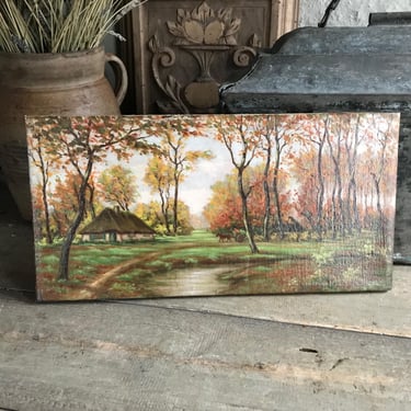 Oil Painting on Canvas, Dutch Pastoral Countryside Scene, Signed, Dated 1950 