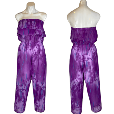 1980's Purple Chiffon Jumpsuit Size S/M