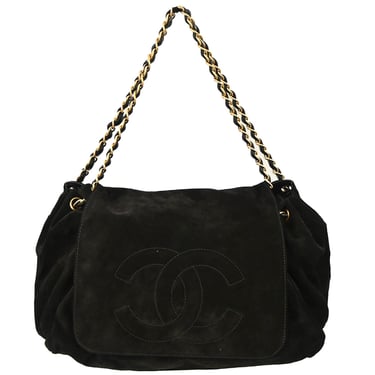 Chanel 2002-2003 Black Suede Chain Shoulder Bag