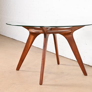 Adrian Pearsall Sculpted Walnut Glass Top &#8220;Compass&#8221; Dining Table, 1960s