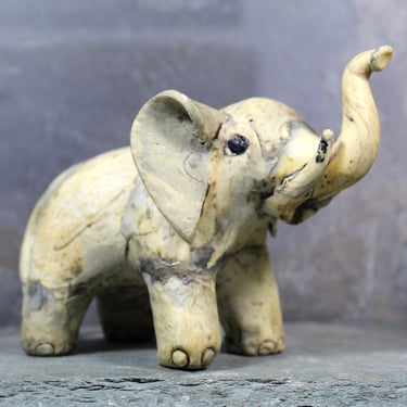Vintage Hand Made Oyster Shell Elephant | Carved Crushed Oyster Shell Lucky Elephant | Bixley Shop 